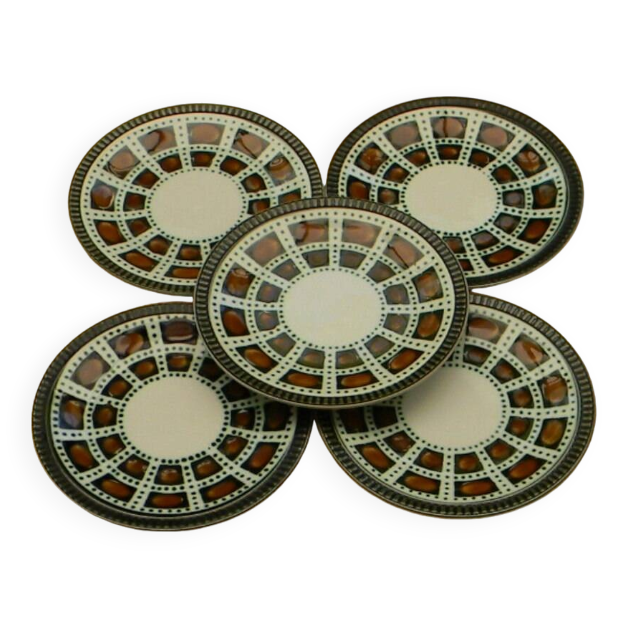 5 vintage ceramic dessert plates Boch Belgium