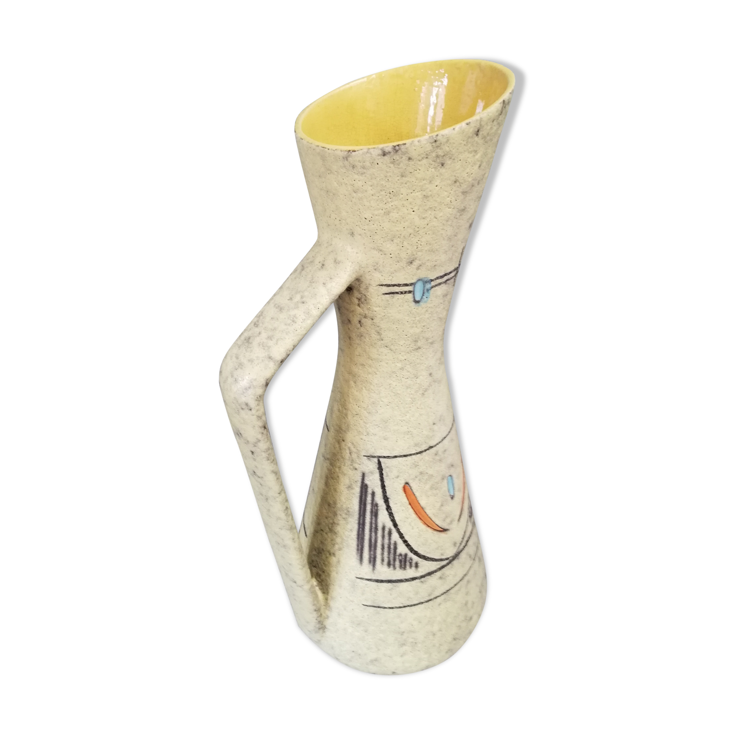 Large ceramic pitcher vase signed Foreign Height 50 cm