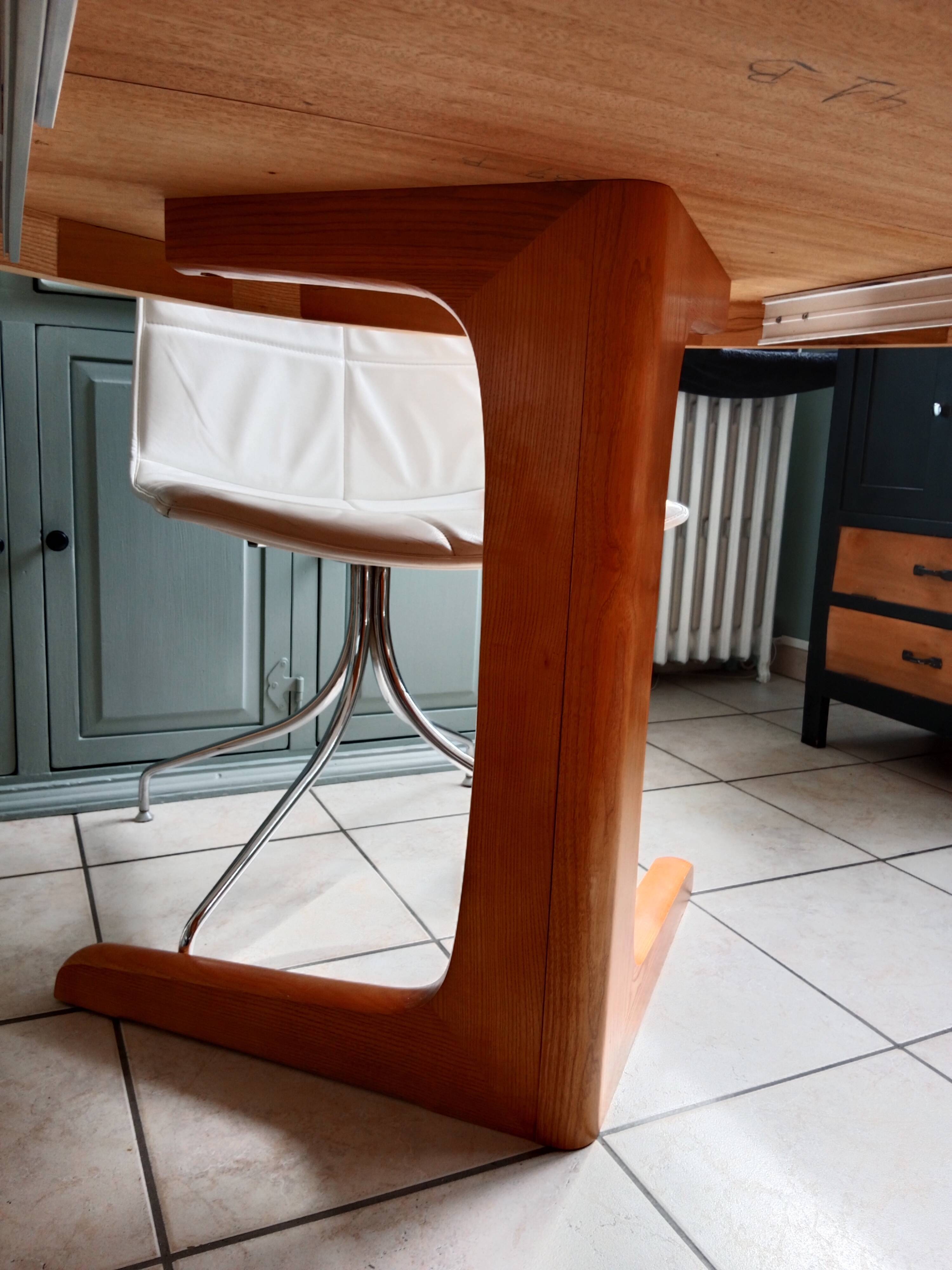 Table Baumann ronde ovale salle à manger bois 2 rallonge scandinave année 60 70