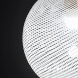 Italian Mid-Century Pendant Light with Optic Spiral Glass Globe and Restore Bras