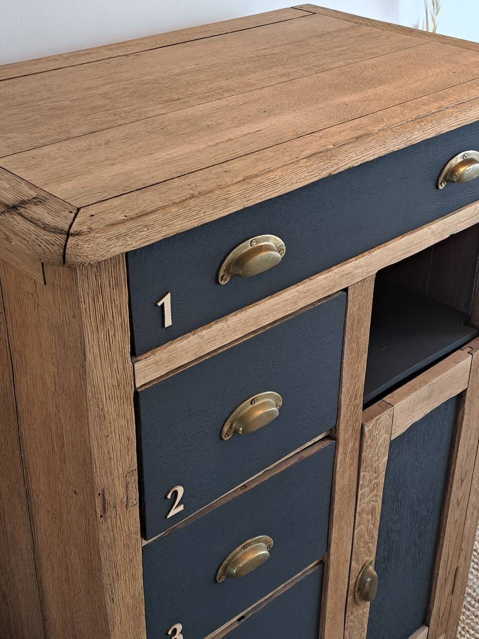 Vintage high sideboard in solid oak