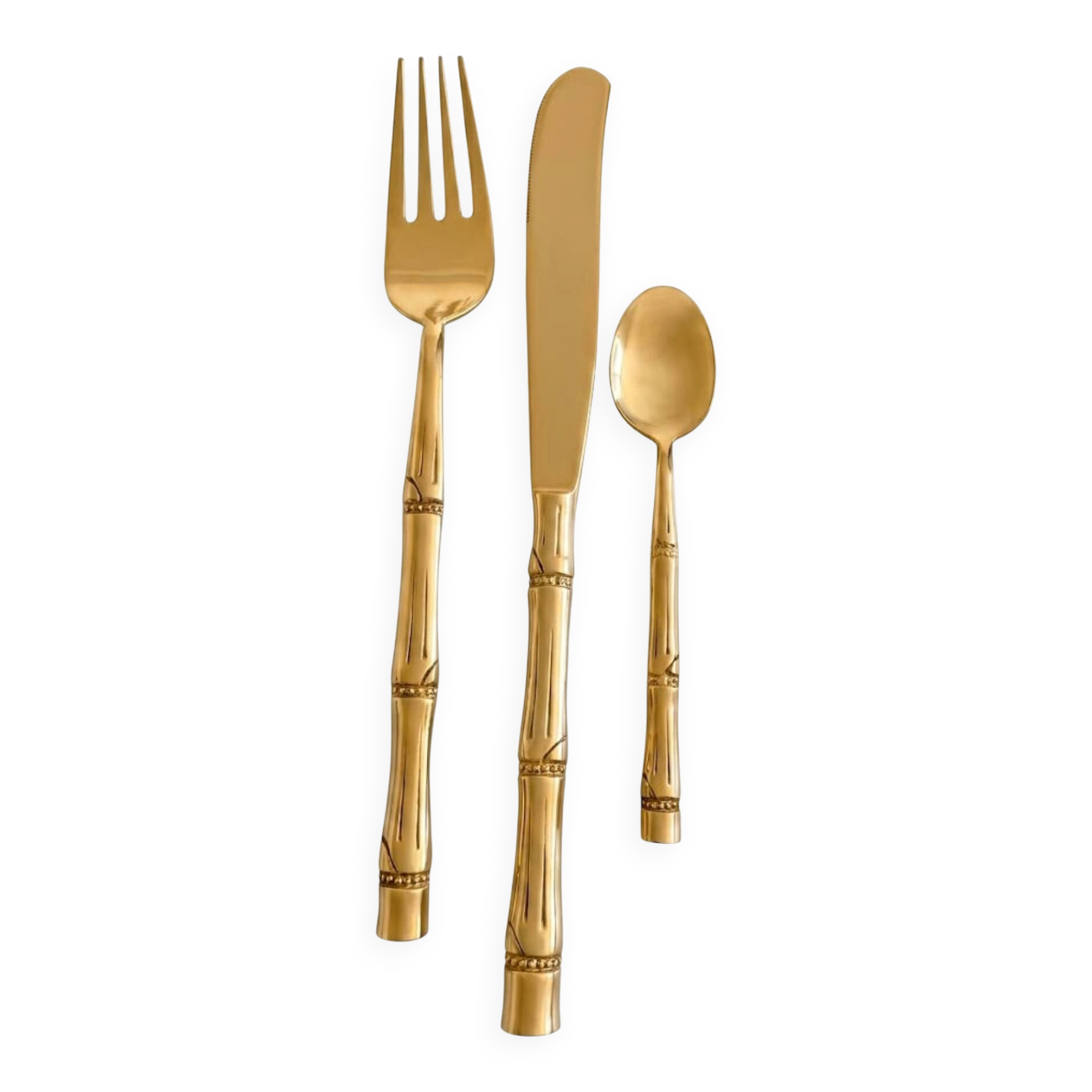Ménagère complète Nickel Bronze doré Bambou coffret Vintage