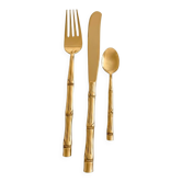 Ménagère complète Nickel Bronze doré Bambou coffret Vintage