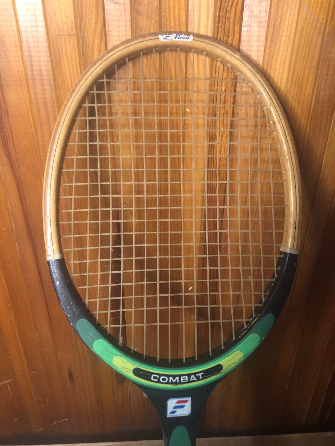 Old fino combat tennis racket vintage wood #a363