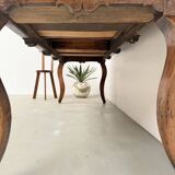 19th century walnut drapery table 2m1