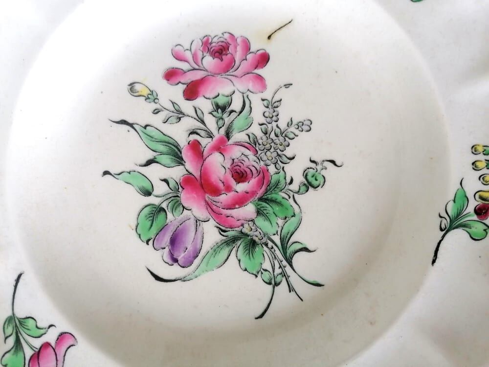 Rose plates Lunéville Keller & Guérin