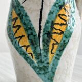 Ceramic pitcher with hand painted floral pattern