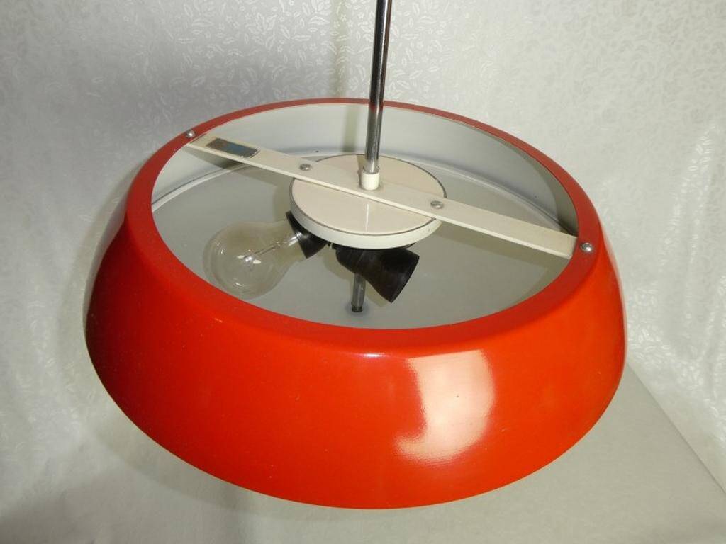 Red Hanging Lamp Model 1117 by Josef Hurka for Napako