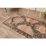 Vintage Turkish hallway rug handmade in orange-brown wool 93x291.