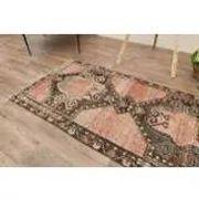 Vintage Turkish hallway rug handmade in orange-brown wool 93x291.