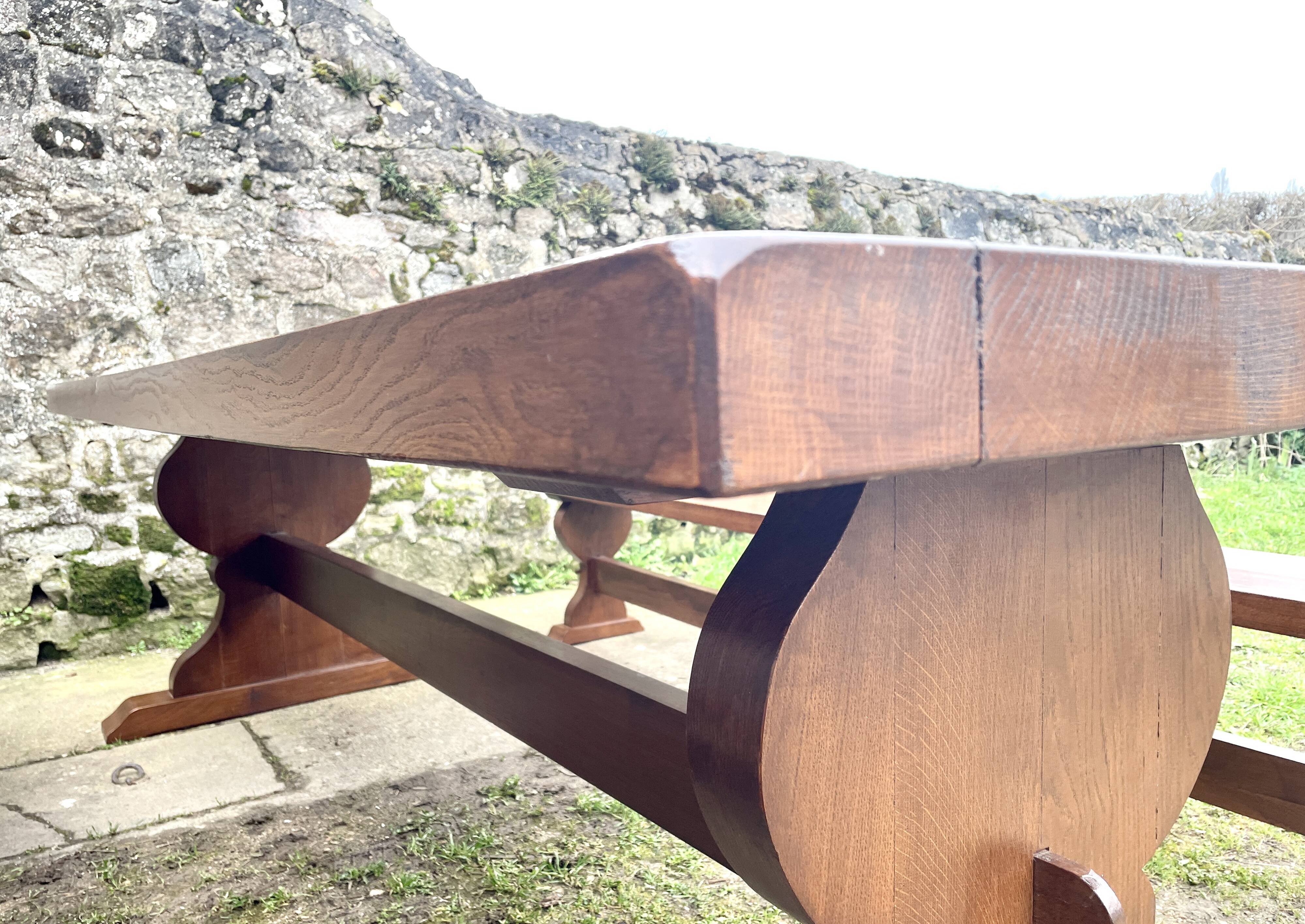 Monastery table and its two solid oak benches from 1950.