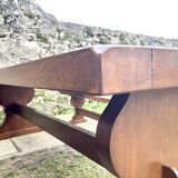 Monastery table and its two benches in solid oak 1950