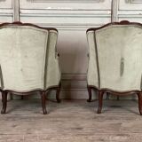 Pair of Louis XV style shepherdesses in carved wood, circa 1880