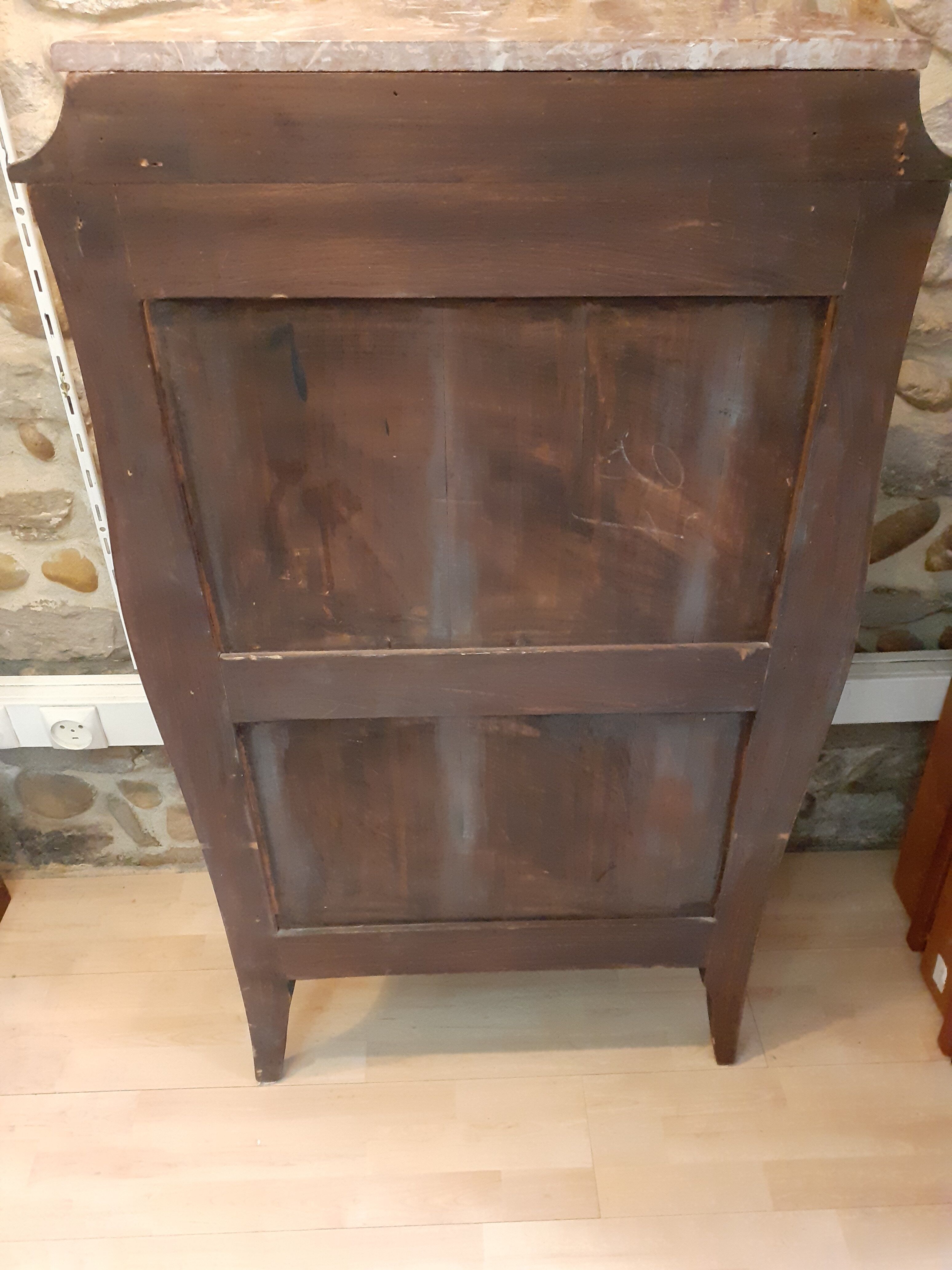 Louis XV-style lady secretary, in rosewood veneer flower decoration.