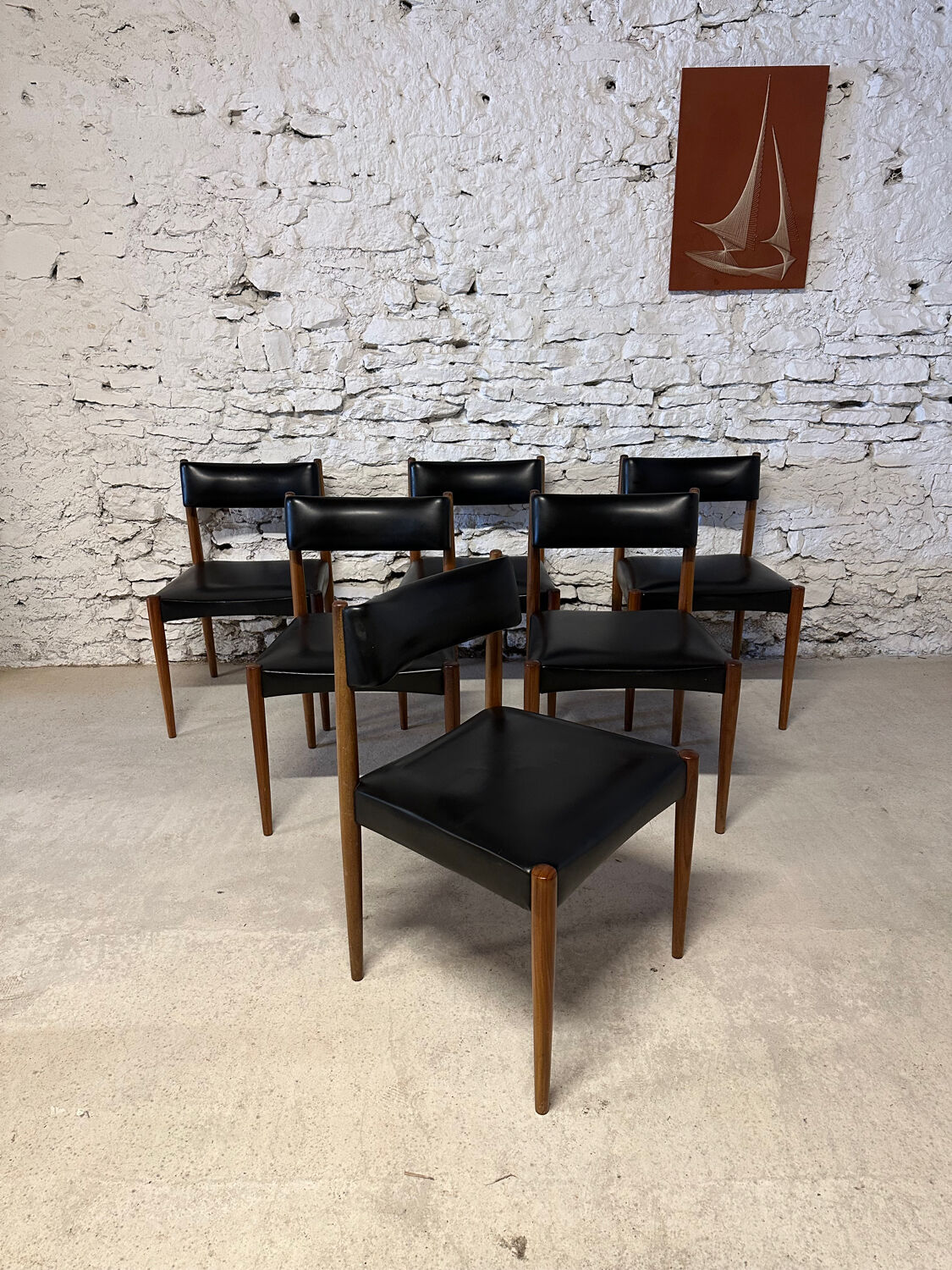 6 Scandinavian chairs by Aksel Bender 1960