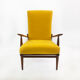 Scandart high back yellow bouclé armchair 60s 70s midcentury vintage retro ercol