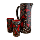Vintage Ceramic Fat Lava Glass Pitcher