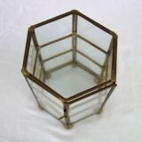 Old small hexagonal display case for miniatures or jewelry