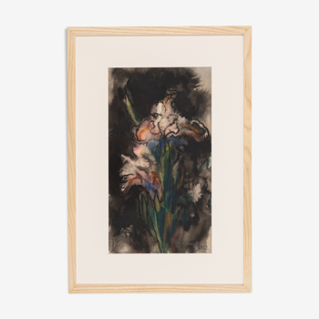 Fleur dans l’obscurité aquarelle sur papier 43 x 63 cm