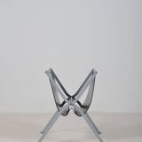 Italian folding magazine holder with saddle leather, 1970s