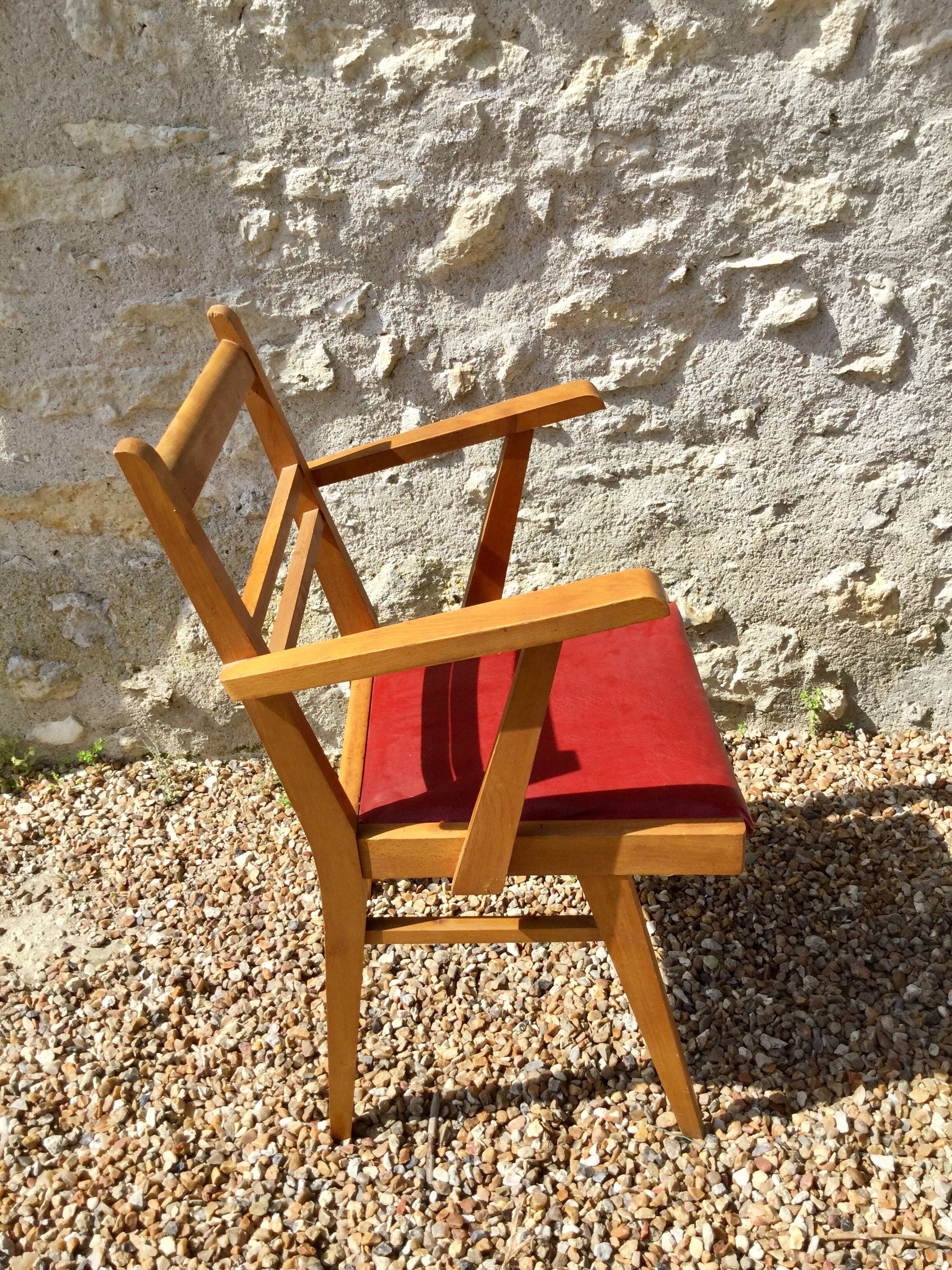 Fauteuil scandinave vintage pieds compas