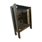 Vitrine vintage en bois massif avec verre fumé