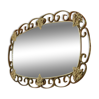 Miroir ovale années 50 en laiton - 38x69cm