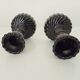 Pair of vintage 60s candlesticks in black opaline