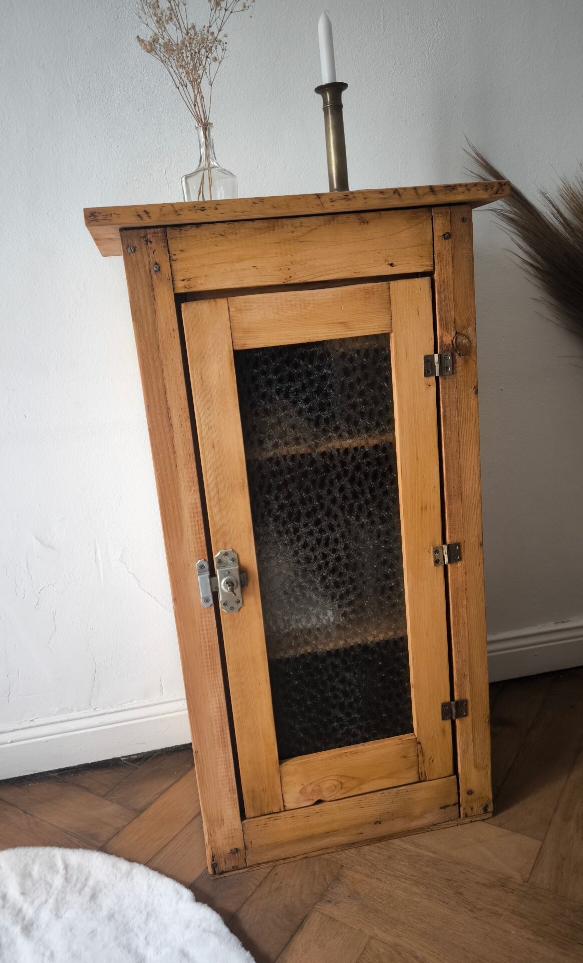 Antique pine and hammered glass confiturier - Renovated
