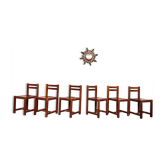 Série de 6 chaises vintage en bois 1960