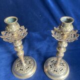 Pair of 19th century bronze candlesticks