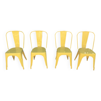 4 vintage industrial metal chairs