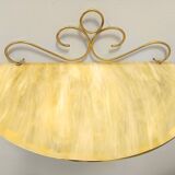 Pair of Wall-Mounted Brass and Murano Glass Console Tables / Nightstands