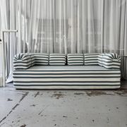 Vintage green and white striped sofa bed