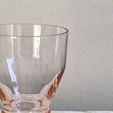 9 pink art deco wine or water glasses with black stem