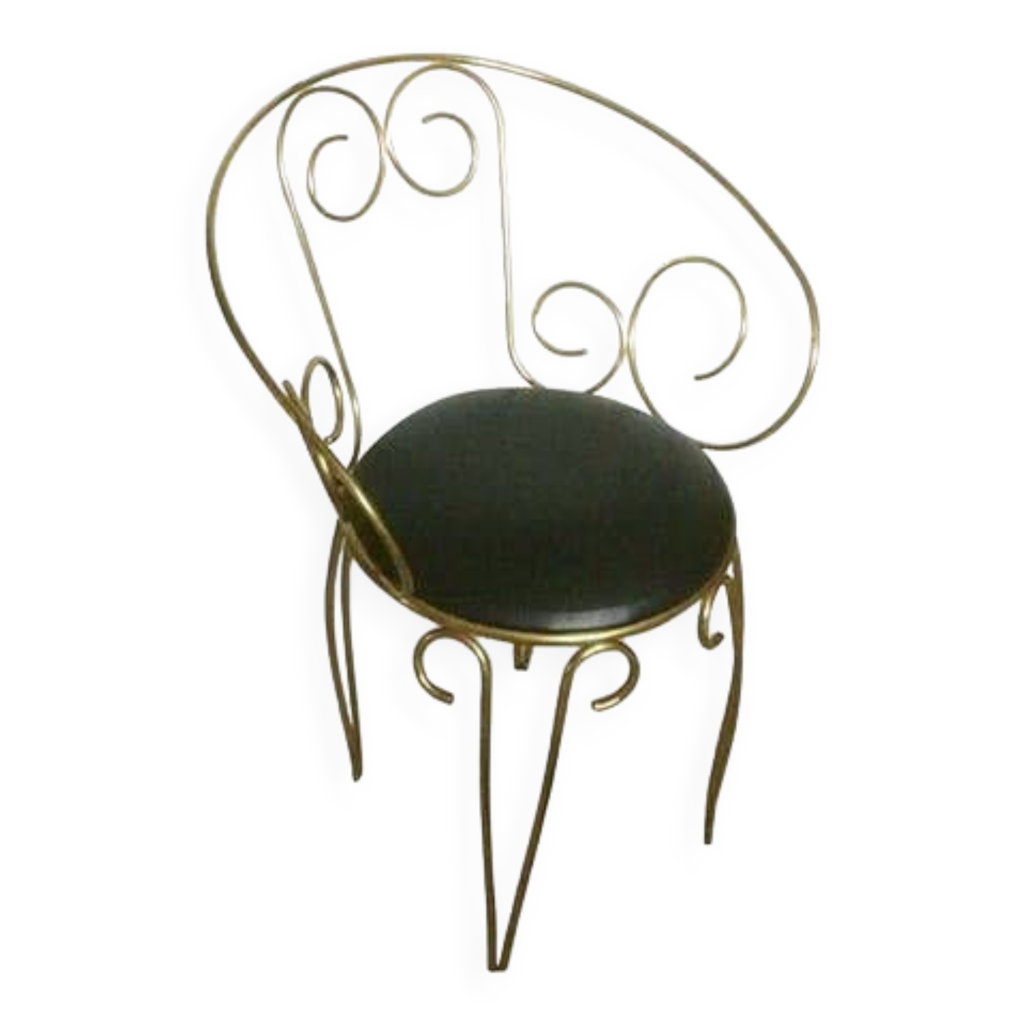 Vintage brass scroll armchair, 1960s.