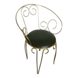 Vintage brass scroll armchair, 1960s.