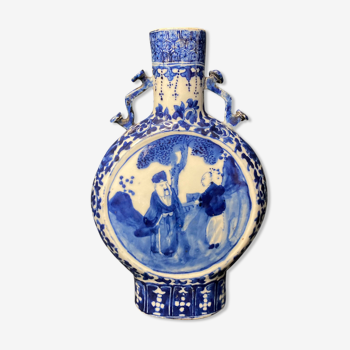 CHINA, old gourd vase in porcelain signature XIXth