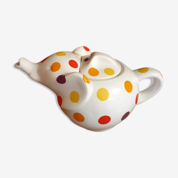White polka dot Elephant teapot, vintage French
