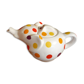 White polka dot Elephant teapot, vintage French