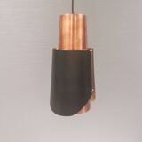 Hanging lamp in copper and black lacquered metal by Bent Karlby for Lyfa