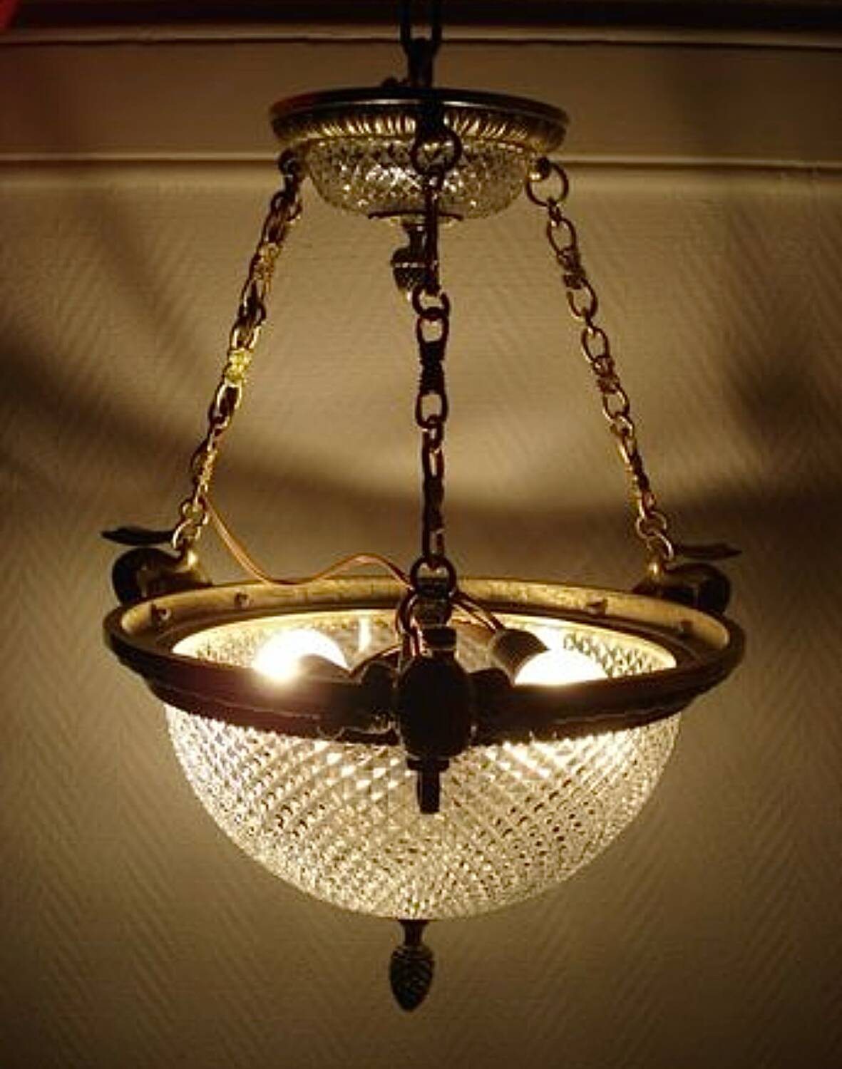 Antique Empire gilt bronze swan neck chandelier