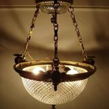 Lustre ancien en bronze dore empire col de cygne
