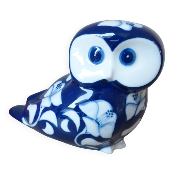 Statuette Chouette Villeroy et Boch Gallo – Porcelaine Bleue Cobalt Vintage
