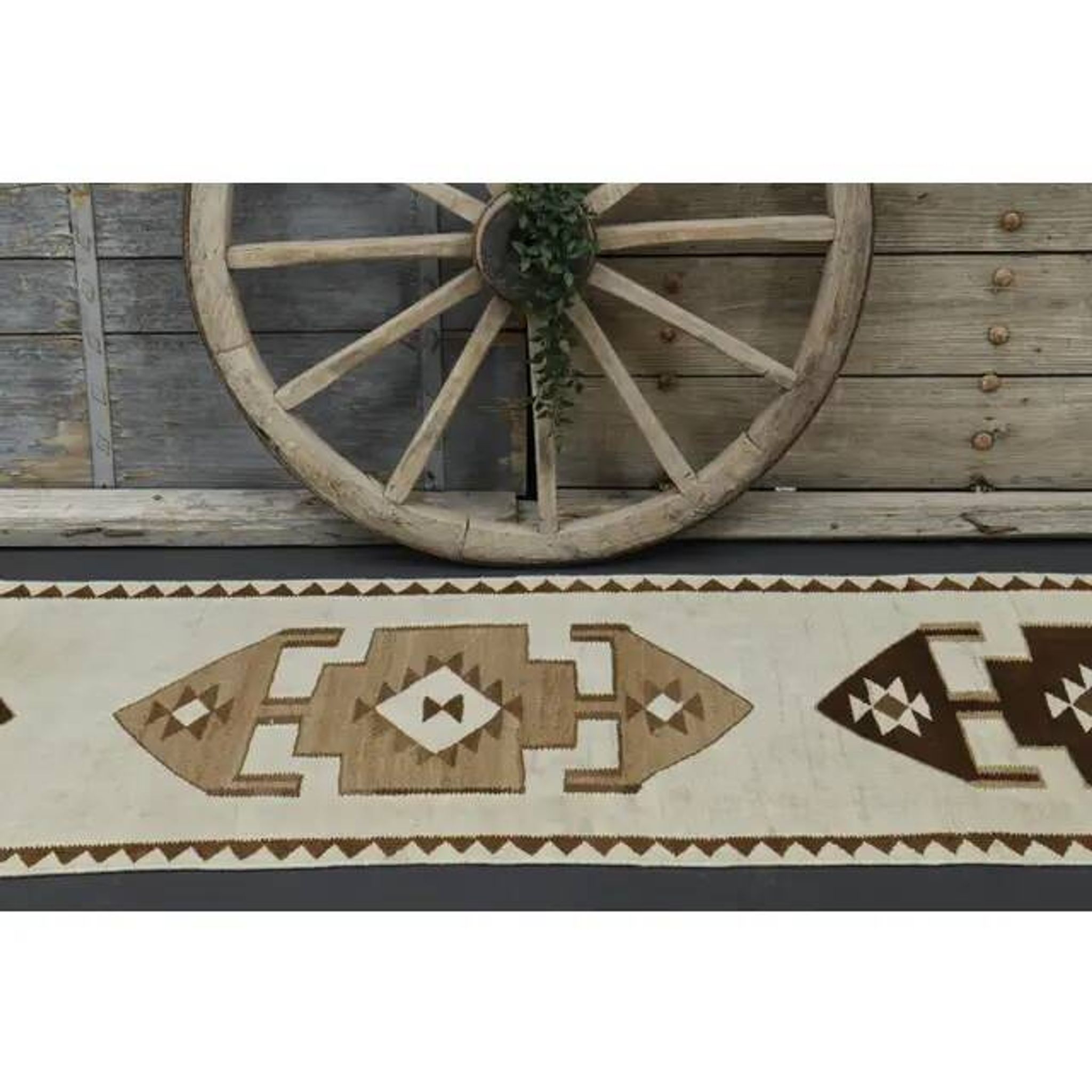 1970s Vintage Turkish Hand-Knotted Wool Cotton Beige Runner Rug 96x343