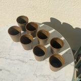 Set of 8 cups in glazed stoneware vintage Digoin 1970