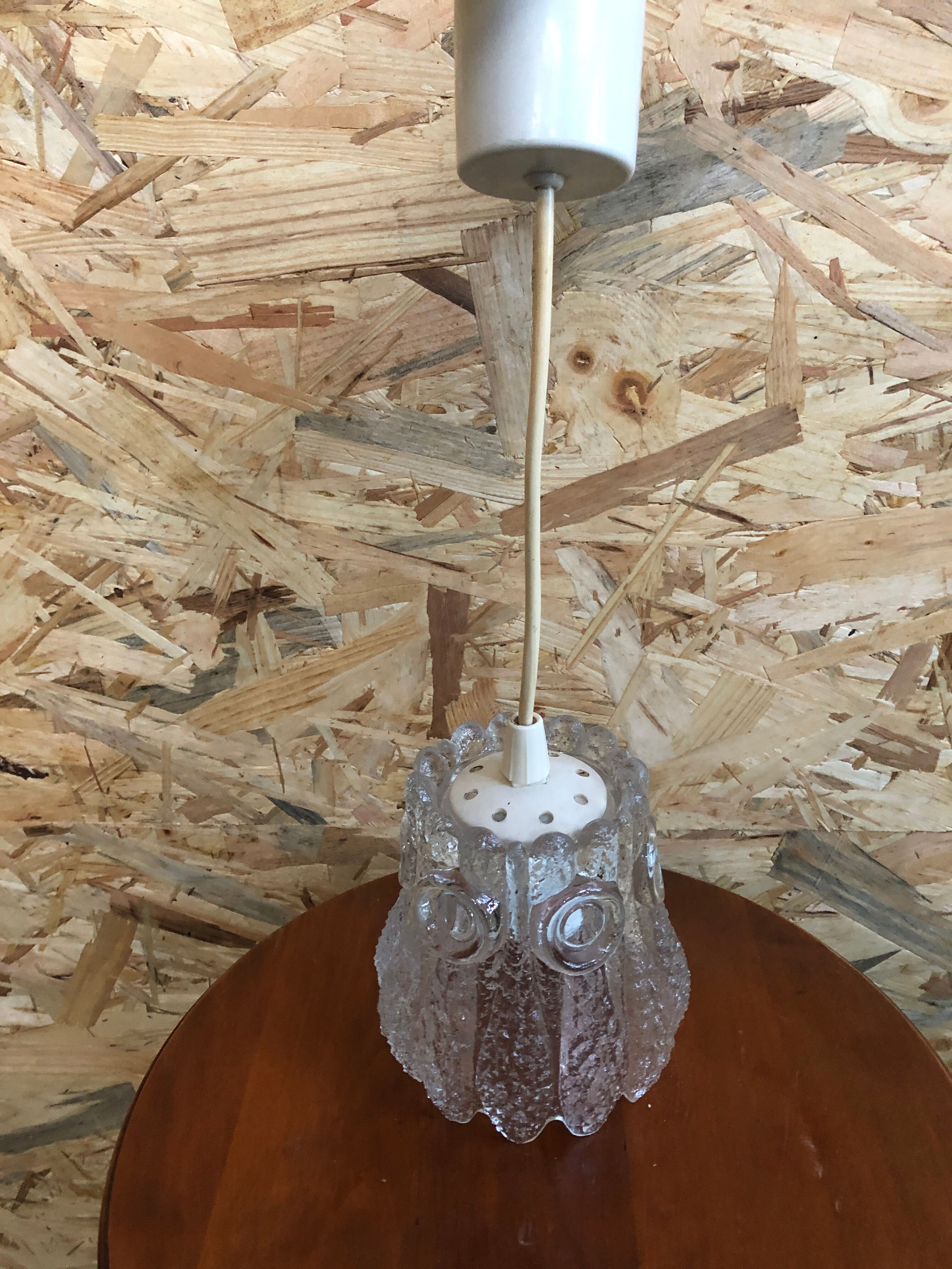 Old suspension glass molded shape flowers 70s vintage