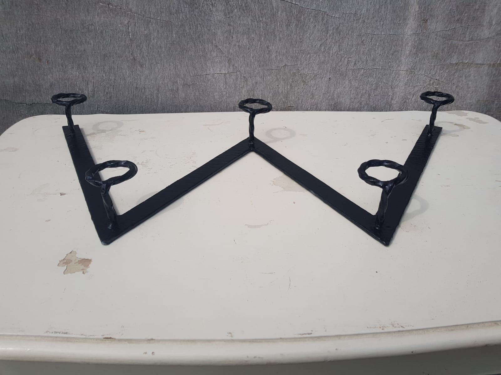 Wall coat door forged black 5 patères vintage decoration