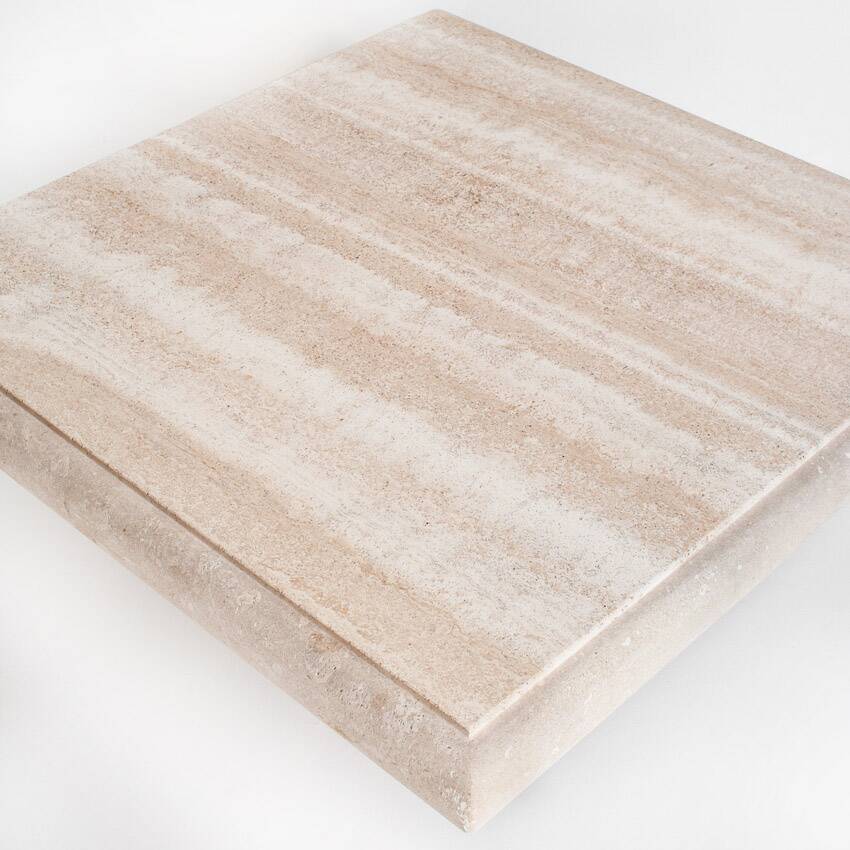 Large vintage travertine marble coffee table. Italy, 1980s