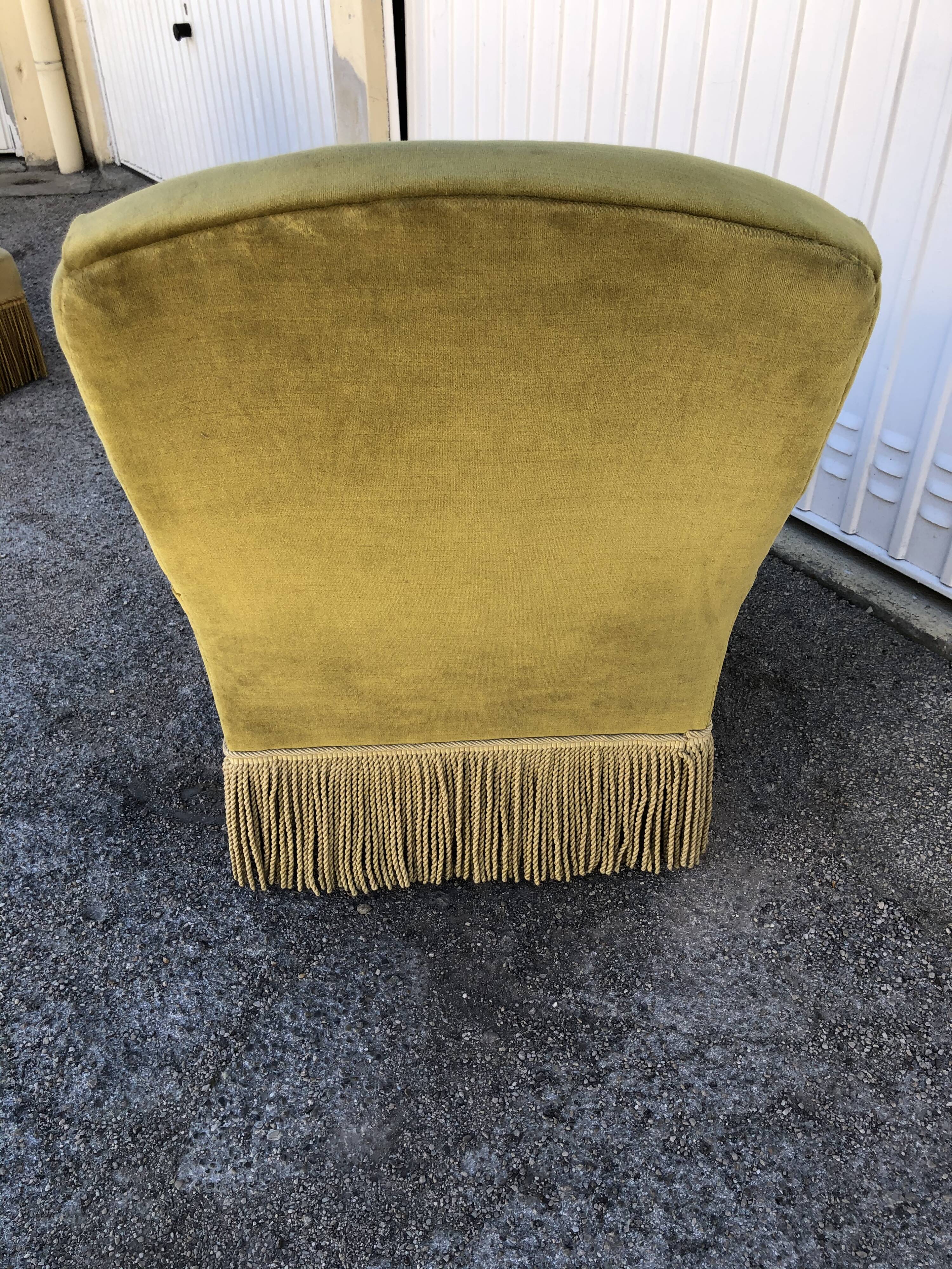 Vintage yellow/green velvet armchair